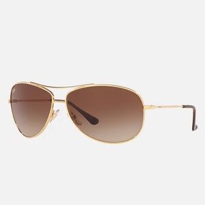 Ray-Ban Gold Aviator Sunglasses with Gradient Brown Lenses